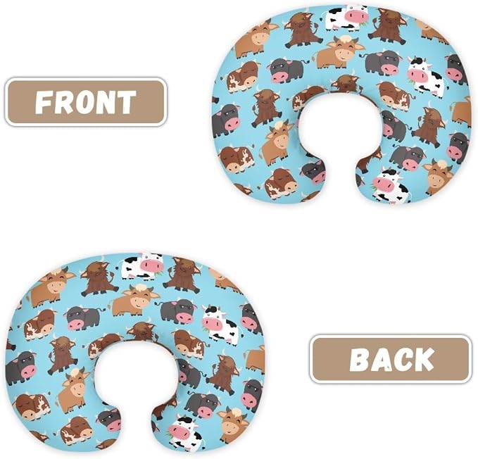 Cow Feeding Pillow Covers Washable & Breathable Nursing Pillow Slipcovers Breastfeeding Newborn Feeding Cushion Cover Practical Gift, Best Choice for Mom Cover Only