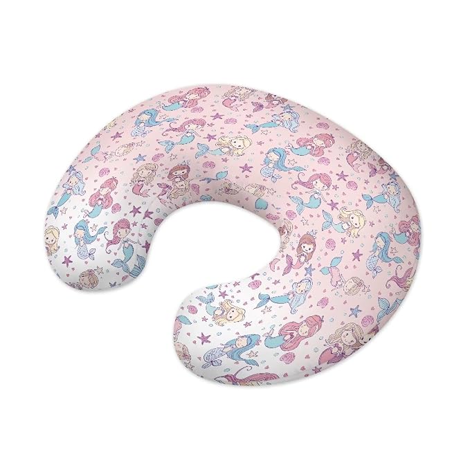 Mermaid Nursing Pillow Cover, Stretchy Soft Fabric Removable Covers for Breastfeeding Pillows Safely Fits On Standard Infant Nursing Pillows