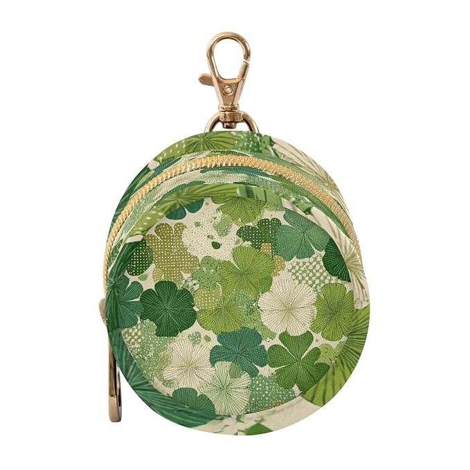 Pacifier Holder with Clip Pacifier Case for Diaper Bag Round Baby Pacifier Pouch Box Bag Portable Green Clovers St. Patrick's Day
