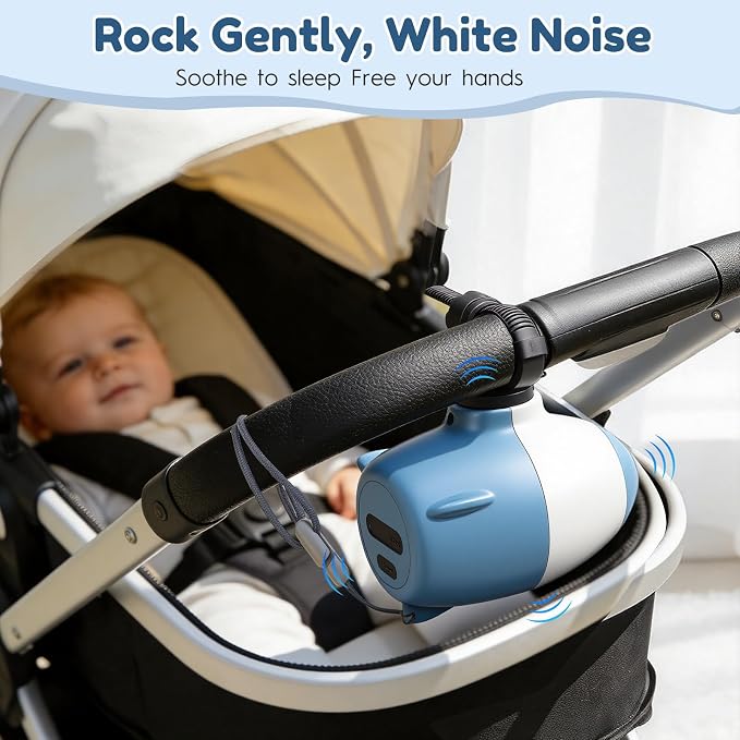 Portable Stroller Rocker Sleep Aid, Fits All Strollers and Prams,Gently Rocks Any Stroller or Pram, Rechargeable Bouncer with Adjustable Speed (Sky Blue)
