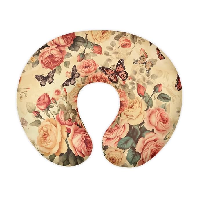 Butterfly Rose Nursing Pillow Cover, Premium Quality Soft Breast Feeding Pillow Covers Great for Breastfeeding Moms