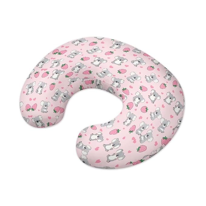 Baby Nursing Pillow Cover for Bottle Feeding, Breathable Soft Koala and Strawberry Nursing Pillow Case
