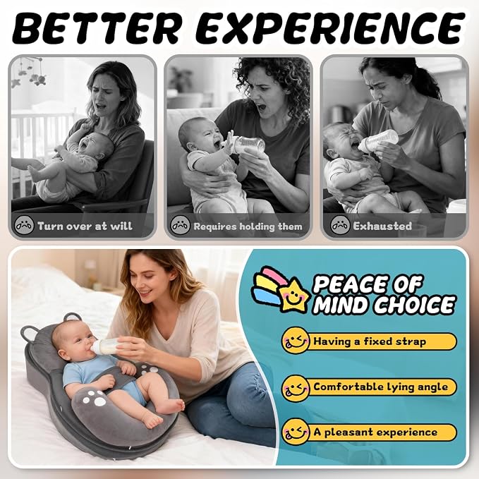 Anti Overflow Feeding Pillow, Breastfeeding Pillow Reducing Spit-Up, Removable Top and Bottom
