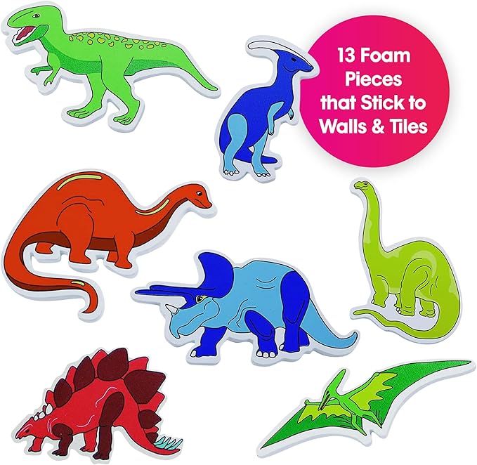 Edushape Magic Creations Foam Sticker Imaginative Bath Tub Activity Play Set, Dinosaurs