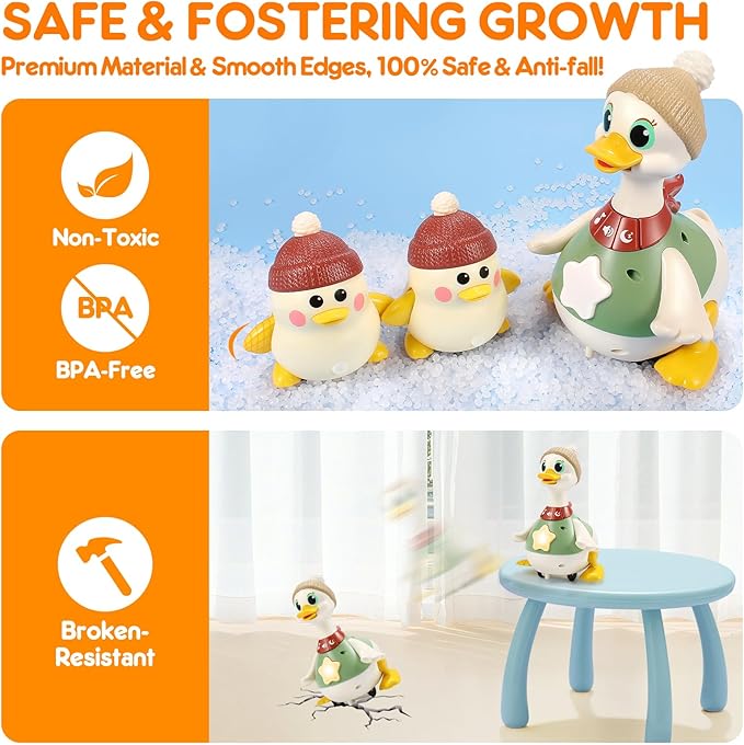 LUDILO Infant Baby Toys 6-12 Months: Musical Crawling Duck Toy Must Have 6 7 8 9 10 12 18 Month Old Baby Toy 6-12-18 Month Newborn Tummy Time Toys for 1 Year Old Boy Girl Gifts Stocking Stuffers