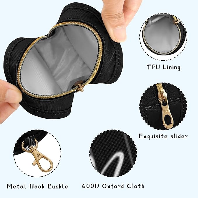 Custom Black Pacifier Holder Case for Diaper Bag Personalized Portable Travel Pacifier Storage Case with Clip Newborn Baby Pouch for Baby Boys Girls Purse Outdoor