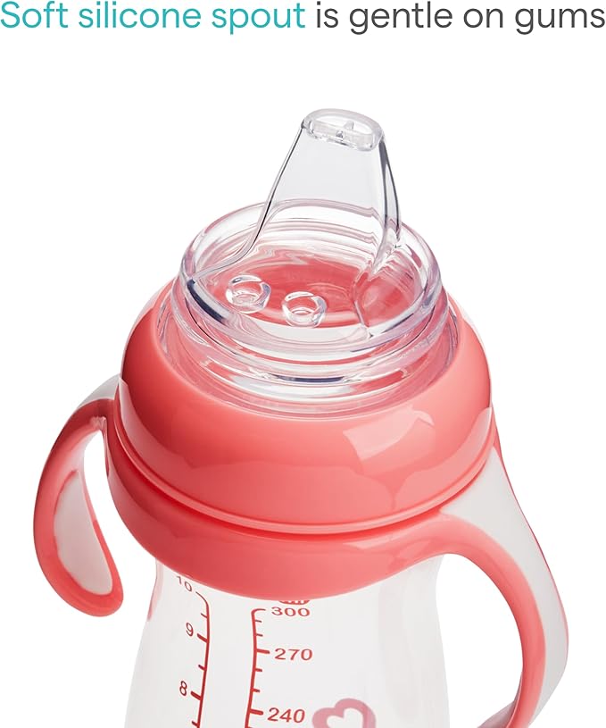 Munchkin Gentle Transition Baby Sippy Cup, Baby's First Sippy - Helps Babies & Toddlers Transitioning from Bottles to Cups, Spill Proof, 9 Months & Up, 10 Ounce, Green (Pack of 2)
