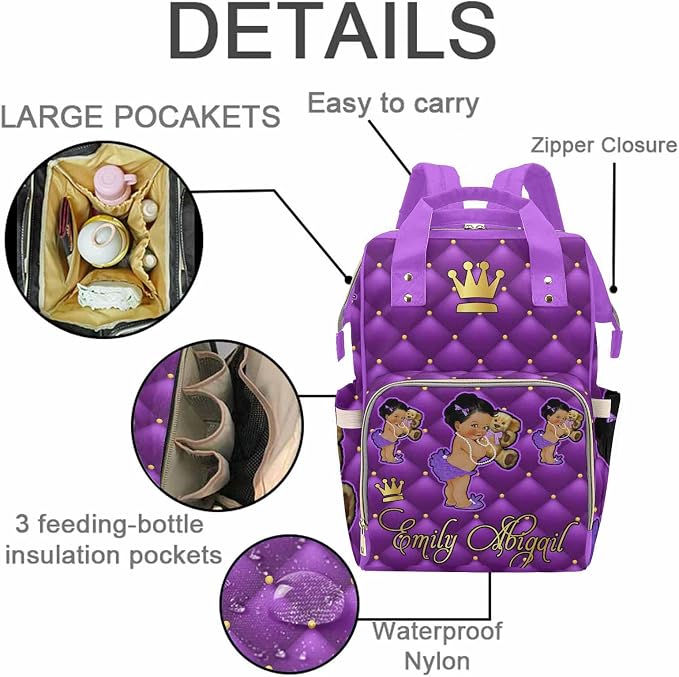 D-Story Personalized Name Compartment Customized Diaper Bags For Baby Girl Personalized Baby Bag Personalized Back Pack