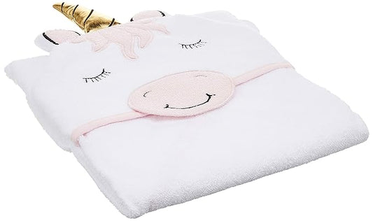 Hudson Baby Unisex Baby Cotton Animal Face Hooded Towel, Modern Unicorn, One Size