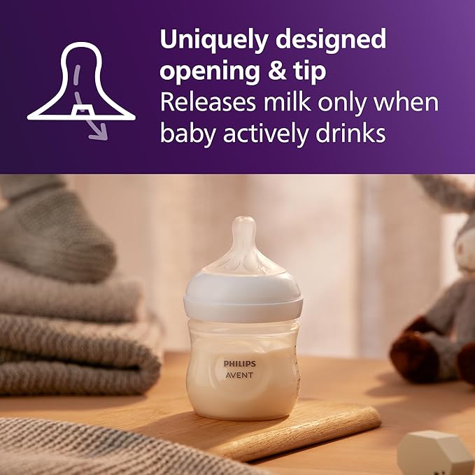 Philips Avent Natural Baby Bottles with Natural Response Nipples (Slow Flow,Flow 2),4oz,SCY900/04,4 Count (Pack of 6)
