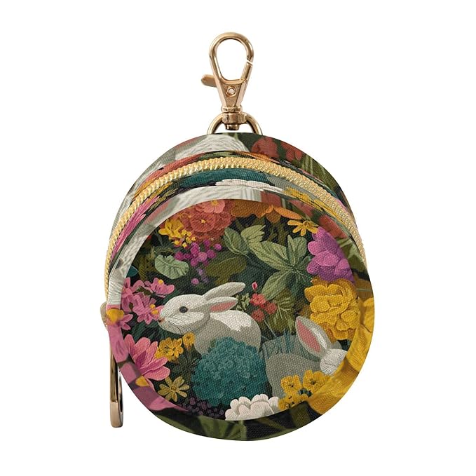 Pacifier Holder with Clip Pacifier Case for Diaper Bag Round Baby Pacifier Pouch Box Bag Portable Pink Green Rabbit and Flower Easter