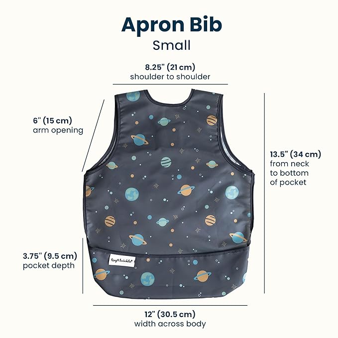 Tiny Twinkle Mess Proof Baby Bib for Boys | Waterproof Toddler Bib for Eating | Baby Apron for Feeding, Machine Washable | Perfect Shower Gift (Space, 6??4M)