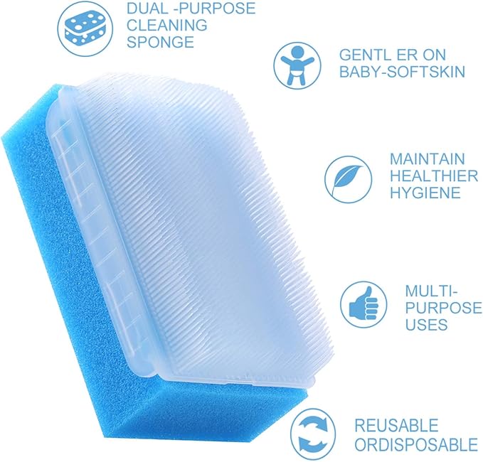 （6 PCS Baby Bath Time Sponge Brush- Body, Hair, and Scalp Cleaning - Gentle on Infant, Toddler Sensitive Skin - Great Sensory Feel.
