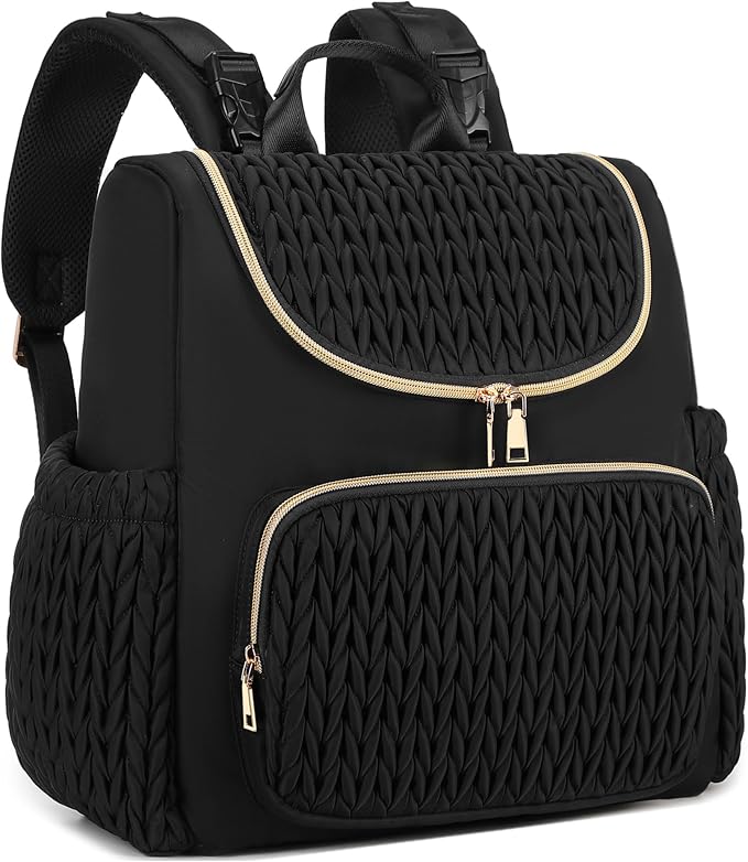 LORADI Diaper Bag Backpack, Baby Shower Gifts, Black | Stroller Clips, Insulated Pockets, Water-resistant, Easy to Clean, Durable