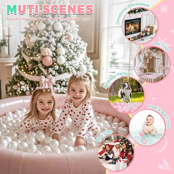TRENDPLAY Ball Pit Balls Star and Heart Shapes for Toddlers - 50 100 200 500 Count Plastic Balls for Ball Pit Fun and Play