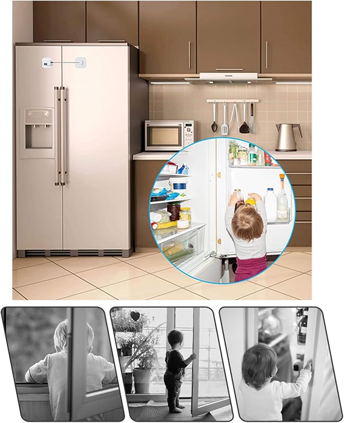 Refrigerator Lock,Combination Lock for Refrigerator Cabinets,Heavy Duty Fridge Lock,Child Safety Cabinet Locks,Easy Install No Keys Needed (White 2pcs)