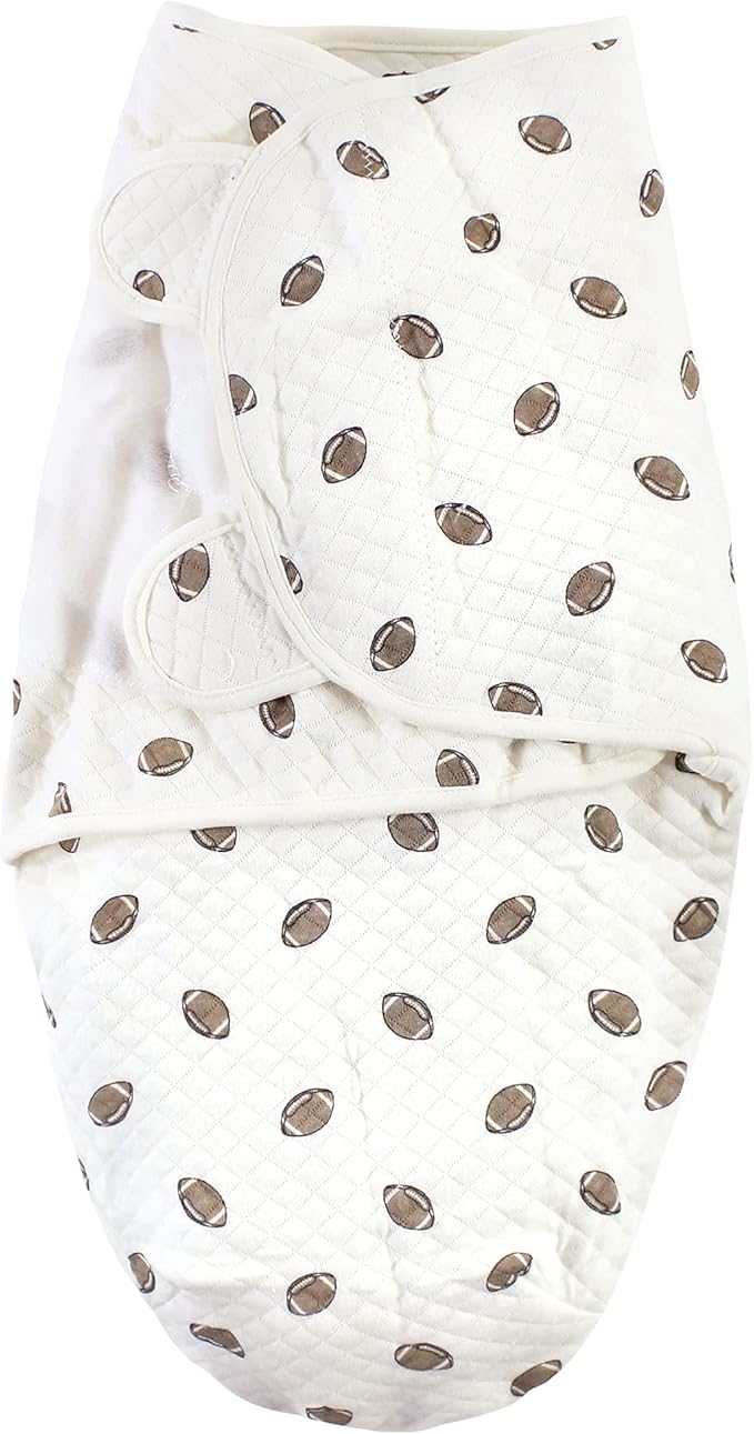 Hudson Baby Unisex Baby Quilted Cotton Swaddle Wrap 3pk, Football, 0-3 Months