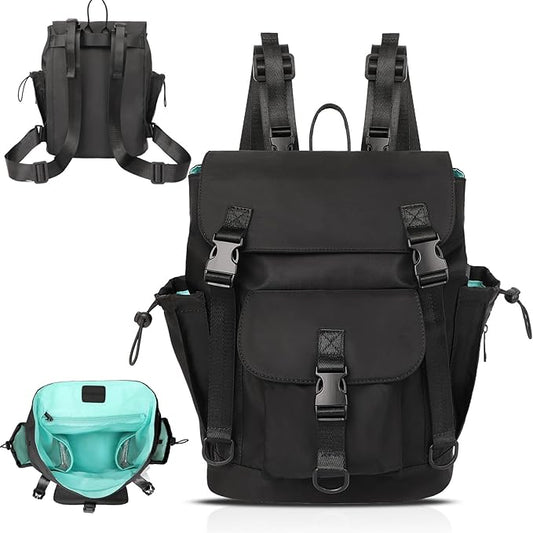 MOMINSIDE Diaper Bag Backpack with Large Wet Pocket, Small Diaper Bag Mini Baby Bag for Girls Boys, 2 Insulated Pockets, Stroller Straps (Black)