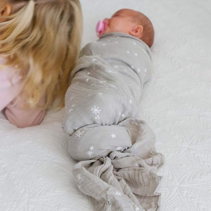 Little Unicorn Snow Flurries Cotton Muslin Swaddle Blanket | Single | 100% Cotton | Super Soft | Newborns and Infants | Large 47" x 47" | Machine Washable