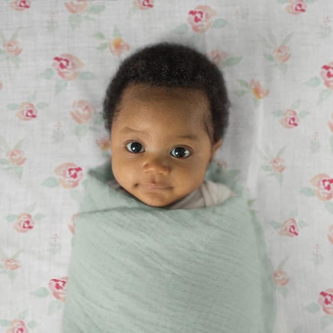 SwaddleDesigns Cotton Muslin Swaddle Blankets for Babies, Set of 4, Neutral Receiving Blankets for Newborn, Baby Registry & Gift, 46x46 inches, Paradise