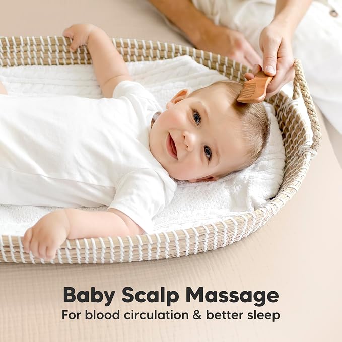 Keababies Baby Hair Brush and Baby Diaper Caddy Organizer - Brush with Soft Goat Bristles - Large Nursery Organizer, Cradle Cap Brush, Car Storage Organizer
