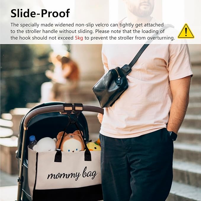 TOPDesign Universal Baby Stroller Organizer, Stroller Caddy with Detachable Mesh Bag & Heightened Insulated Cup Holders & Non-Slip Secure Hooks Accessories, Fits Most Strollers (Peony)