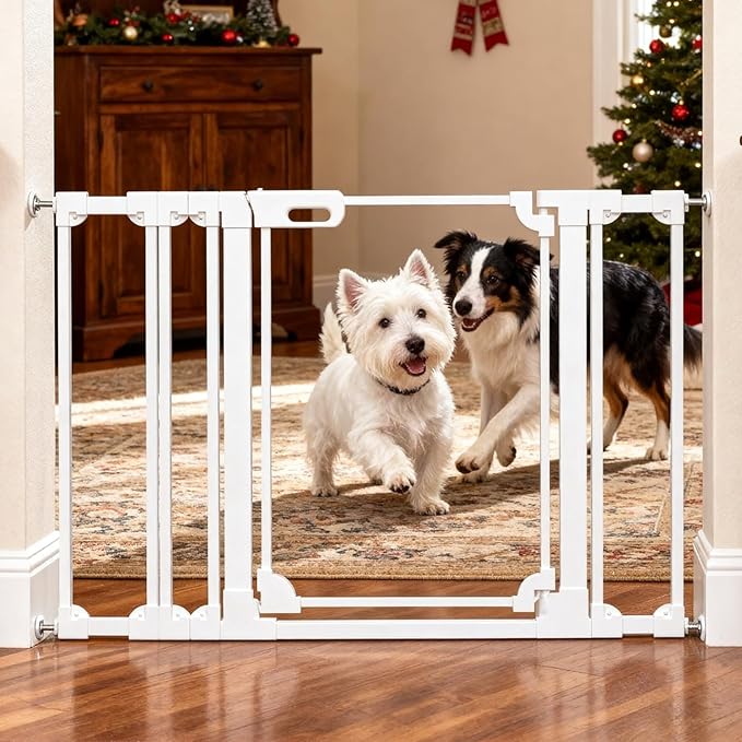 30.7" Tall Clear Acrylic Baby Gate 48.4"-57.0" Wide Pressure Mounted Clear Dog Gate Indoor - No Drill Auto Close, Walk Through Baby Gates for Stair & Doorways & Hallway