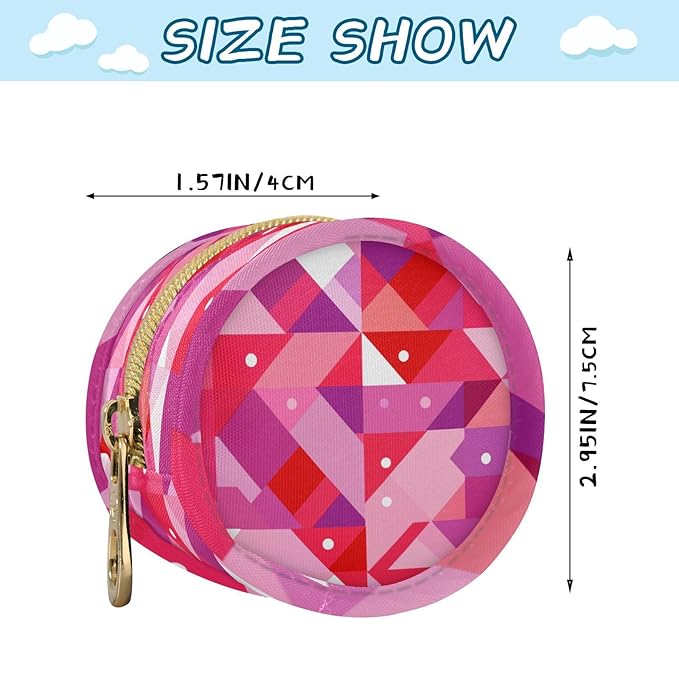 Pacifier Holder with Clip Pacifier Case for Diaper Bag Round Baby Pacifier Pouch Box Bag Portable Red Pink Geometric