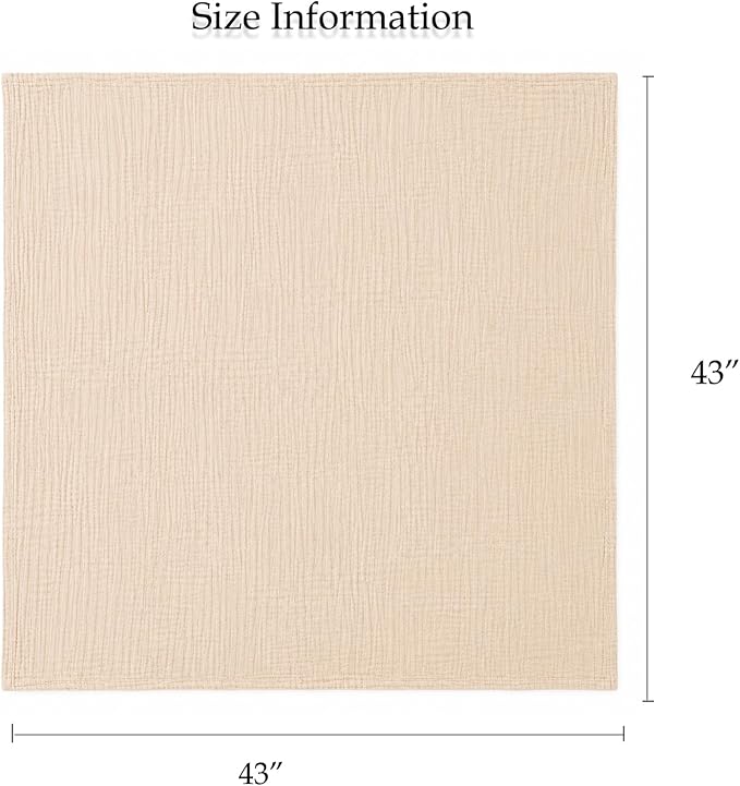 Aablexema Muslin Baby Blanket Set of 2, 6-Layer 43 x 43 Inches Newborn Toddler Bath Towel Swaddle Wrap Blankets for Boys Girls (Beige & Coffee)