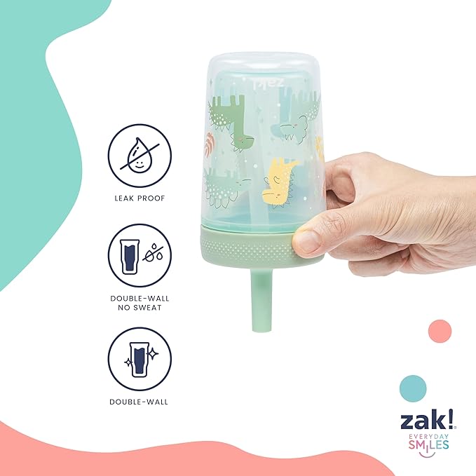 Zak Designs Capri Toddler Tumblers For Travel or At Home, 9oz 2-Pack Double Wall Plastic Sippy Cups With Leak-Proof Design is Perfect For Kids (Fairy Tales, Rainbow Magic)
