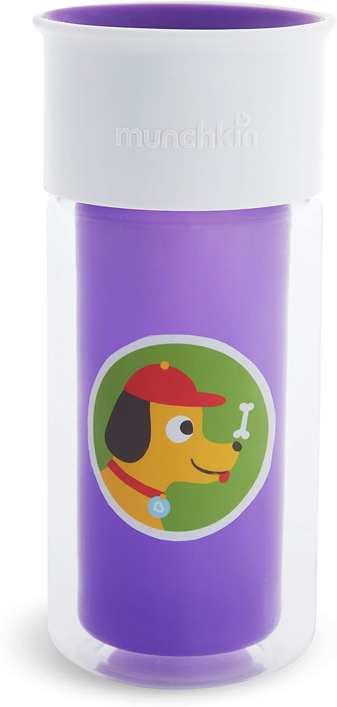 Munchkin® Miracle® 360 Insulated Sippy Cup, Includes Stickers to Customize Cup, 9 Ounce, Purple