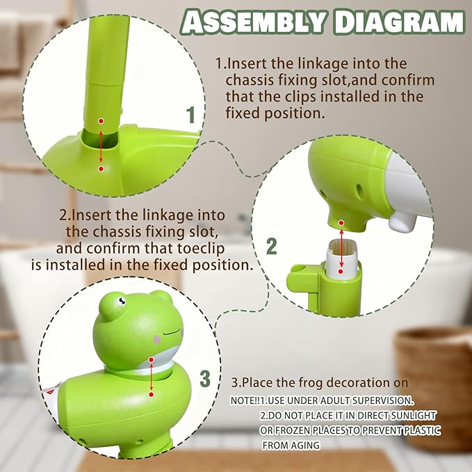 Baby Shower Stand Adjustable Toddler Shower Standing Support with Anti-Slip Base Infants Bath Support for 8-36 Months Portable Bath Helper (Frog)