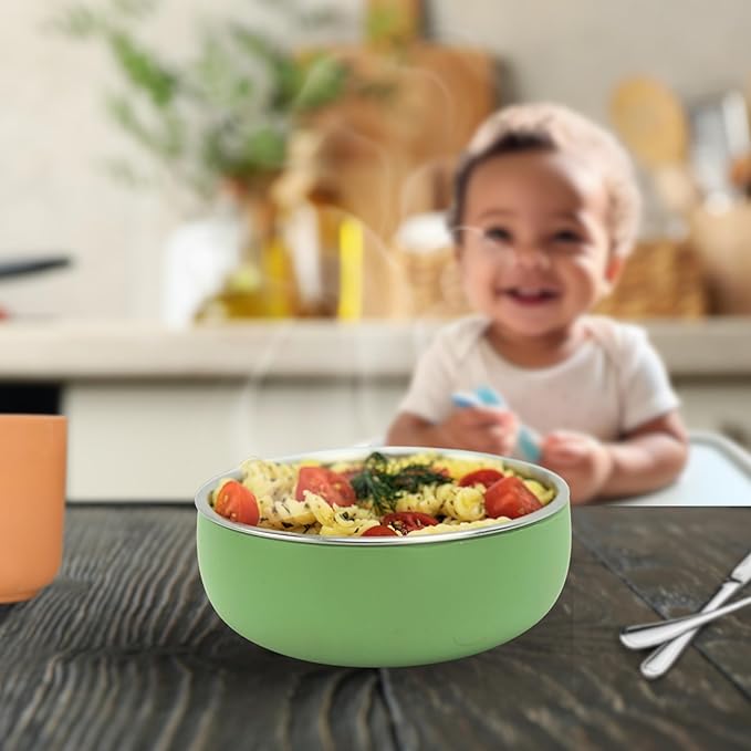 Monkey Proof??Non-Toxic Stainless Steel Child Bowl 5??with Non-Slip Silicone Shell, (Set of 4 bowls) Unbreakable, Mess Free Feeding for Babies, Toddlers, Kids, BPA free (Garden Party)