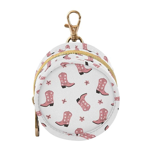 Western Cowboy Pink Boots Print Pacifier Holder Case for Diaper Bag Portable Travel Pacifier Storage Case with Clip Newborn Baby Pouch for Outdoor Purse Baby Boys Girls