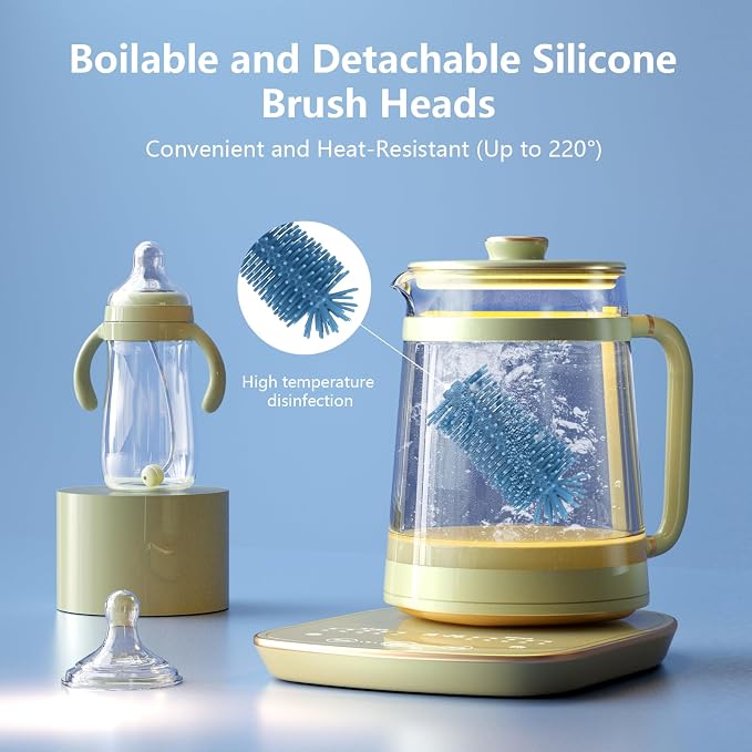 Silicone Bottle Cleaning Brush,Baby Travel Essential Bottle Brush Set, 3 in 1 Silicone Brush, Nipple Brush, Straw Brush