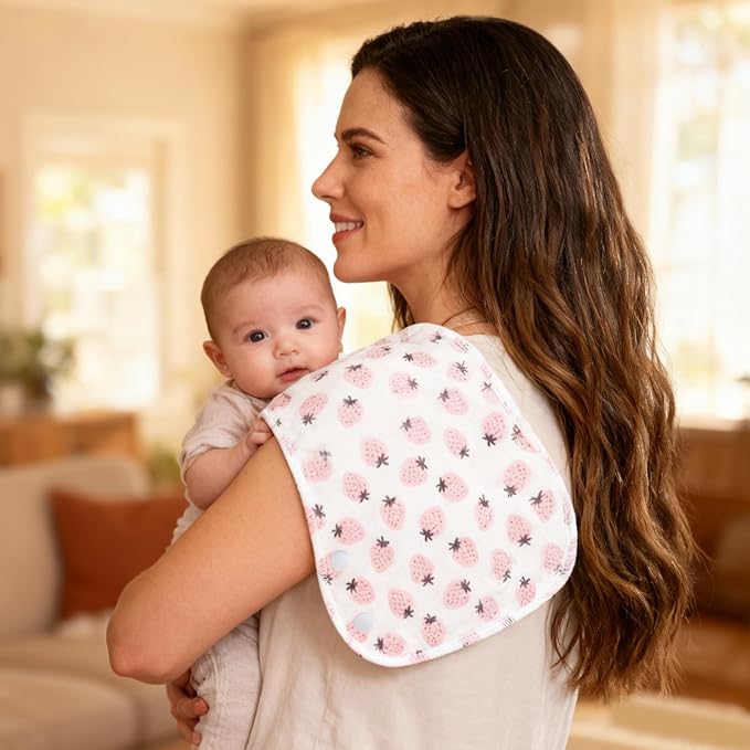 2-in-1 Burp Cloths and Baby B.ibs - 6 Pack Large Super Absorbent Soft Cotton Burping Cloths for Spit Up, 3 Layers Thick Baby Burp Rags for Girls & Boys