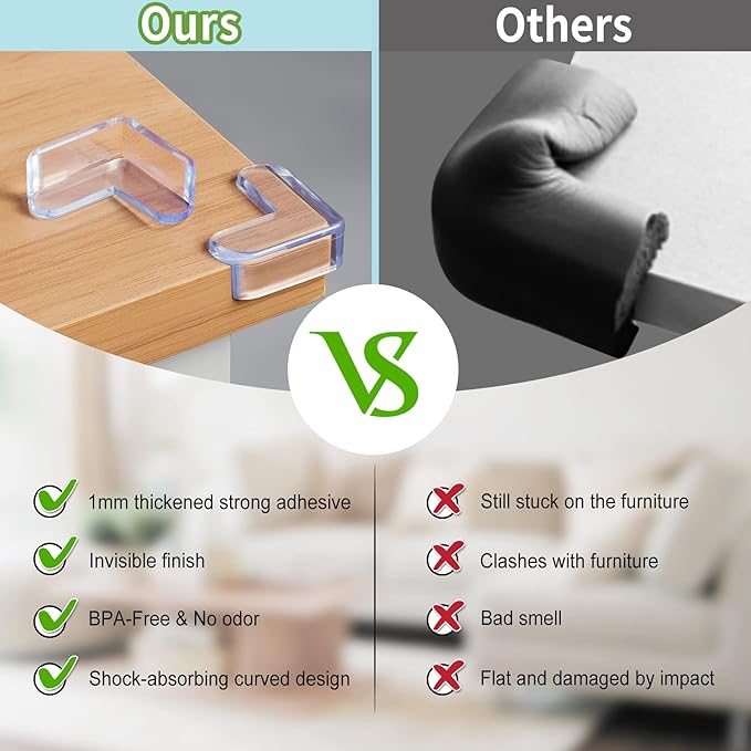 24 Pack Corner Protector for Baby: Baby Proofing Safety Corner Clear Furniture Tablet Corner Protection| Protectors Guards, Baby Proof Bumper & Cushion to Cover Sharp Furniture & Table Edges(L Shape)