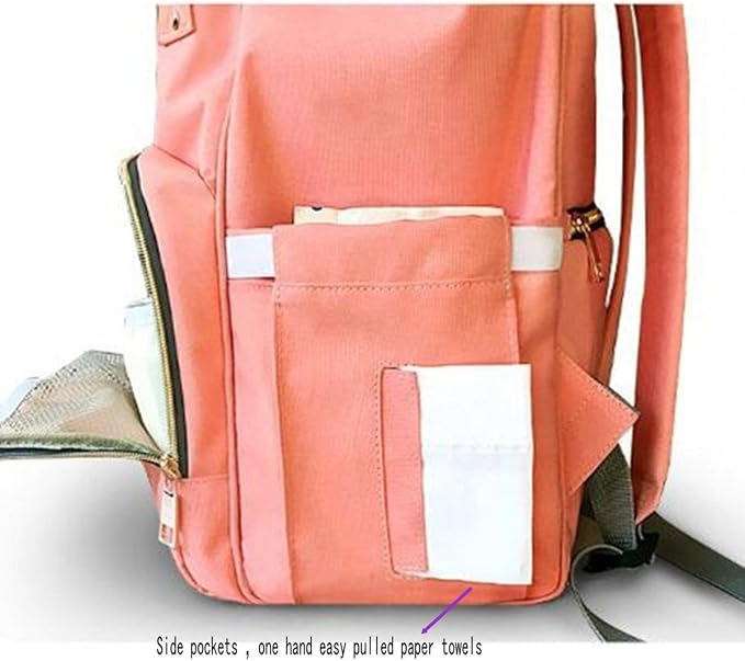 Diaper Bag Backpack Large Capacity for Baby Care Wide Open Design and Waterproof Fabric (Cherry Red)