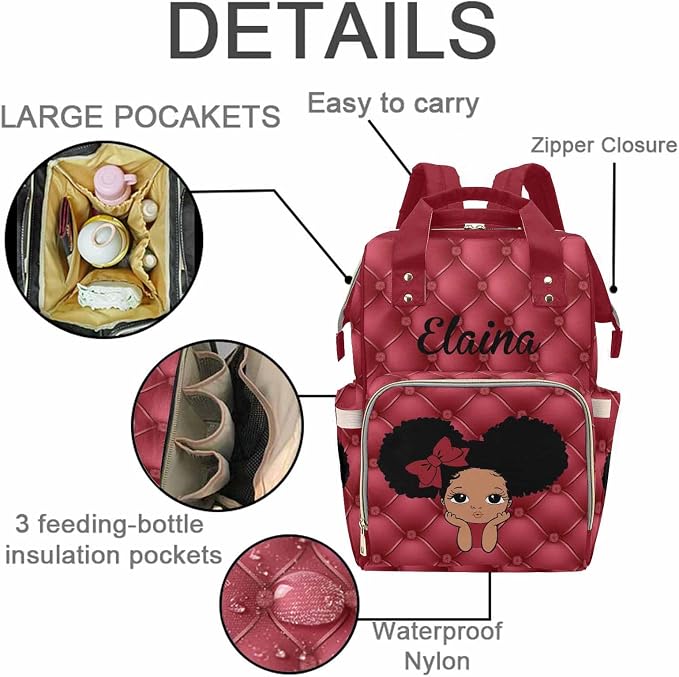 D-Story Personalized Name Personalized Diaper Bags For Baby Girl Customized Name Hiking Bag Hiking Bag Multifunction