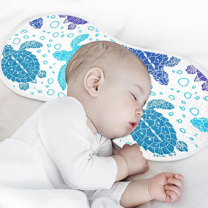 Sea Turtle Ocean Bubble Marine Turtles Muslin Burp Cloths for Baby 4 Pack 100% Cotton Baby Washcloths Bibs for Boy Girl