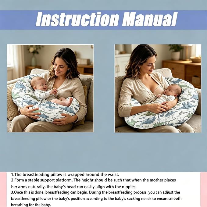 Nursing Pillow Breastfeeding Pillow Removable cover Machine washable | Conforming to ergonomic design. Detachable cover. Machine washable. Breathable fabric.Arm fatigue free Soft supportive fill