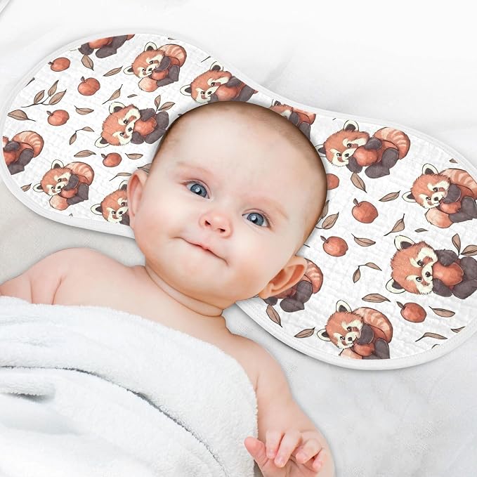 vvfelixl Cartoon Cute Red Panda Eat Fruit Burp Cloths for Baby Boy Girls Baby Washcloths Burp Rags 1 Pack
