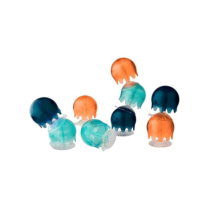 Boon Jellies Suction Cup Bath Toys - Bathtub Baby Sensory Toys - Jellyfish Suction Toys for Bath Time - Navy/Coral - Baby and Toddler Bath Toys - 9 Count - Ages 12 Months and Up