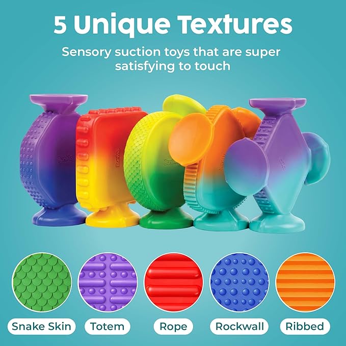 BUNMO Big Shapes Color-Changing Textured Suction Bath Toys for Toddlers 1?? (10 Pack), Extra Large Silicone Bathtub Toys, BPA-Free Suction Cup Toys, Bath Toys for Kids Ages 1+, Sensory Bath Toys