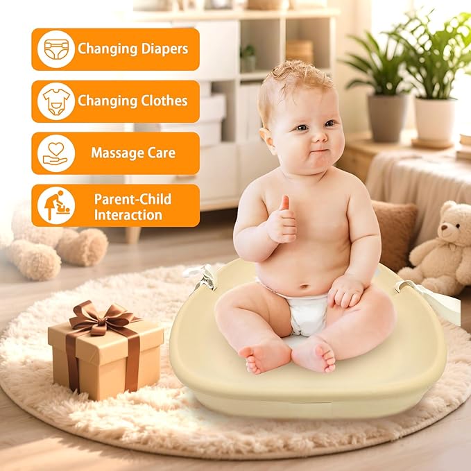 Baby Changing Pad ??Wipe-Clean Surface,Non-Slip Base with Safety Strap,Straight Peanut Contoured with Cushioned EVA Foam,Portable Diaper Changing Pad for Newborn and Toddler,Nursery and Travel, Oat