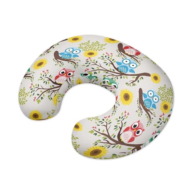 Nursing Pillow Cover for Breastfeeding Pillow Owl Floral Nursing Pillow Slipcovers, Breastfeeding Pillow Cover Boys Girls, Perfect Newborn Choice for Mom or Baby