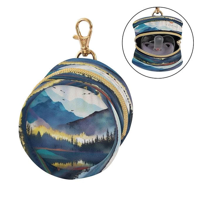 Forest Mountain Pacifier Holder Case for Newborns Portable Travel Pacifier Storage Container for Diaper Bags