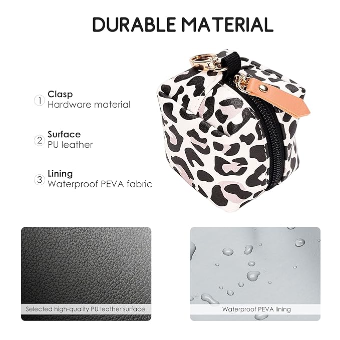 SONARIN Portable Pacifier Holder Case with Clasp for Diaper Bags,PU Baby Dummy Case Soother Pod Pacifier Case Pacifier Bag Storage Box for Holding 2 Pacifiers or Nipple Shields(Leopard Print)