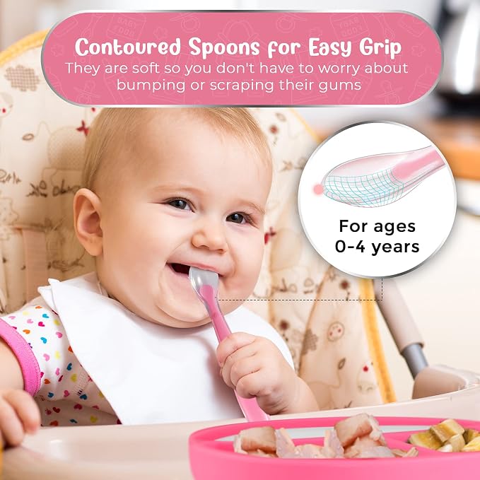 Sperric Silicone Suction Plate for Baby - 100% Food Grade Silicone Divided Plate | Toddler Self Feeding Training Suction Plate Set | BPA-Free, Microwave & Dishwasher Safe Stay Put Plates (Pink)