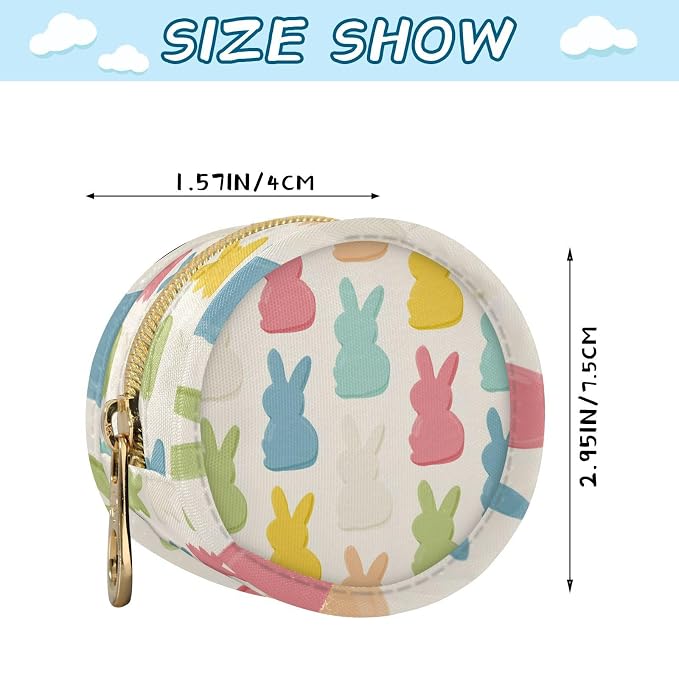Pacifier Holder with Clip Pacifier Case for Diaper Bag Round Baby Pacifier Pouch Box Bag Portable Beige Cartoon Rabbit Easter